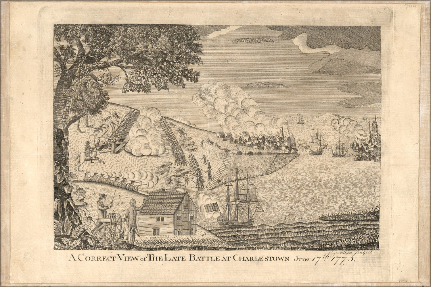 24"x36" Gallery Poster, battle of Charlestown boston massachusetts 1775