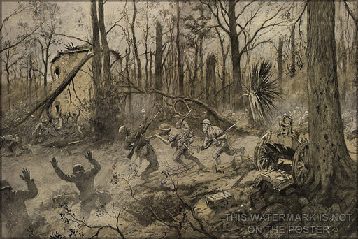 24"x36" Gallery Poster, battle of belleau wood Georges Scott, American Marines in Belleau Wood, 1918