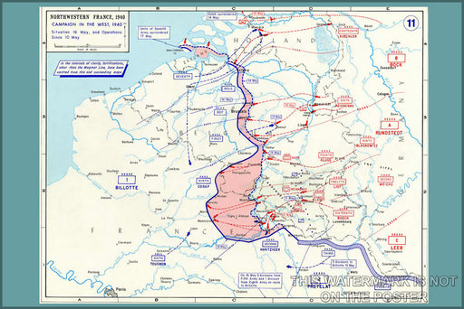 24"x36" Gallery Poster, battle of france map