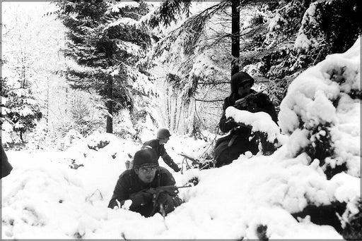 24"x36" Gallery Poster, battle of the bulge 290th Regiment fight in fresh snowfall near Amonines, Belgium battle of the bulge jan 4 1945