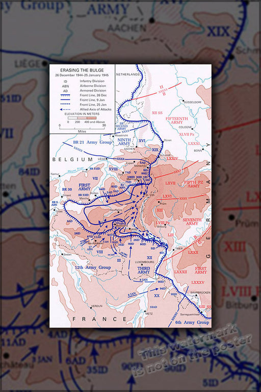 24"x36" Gallery Poster, battle of the bulge Ardennes