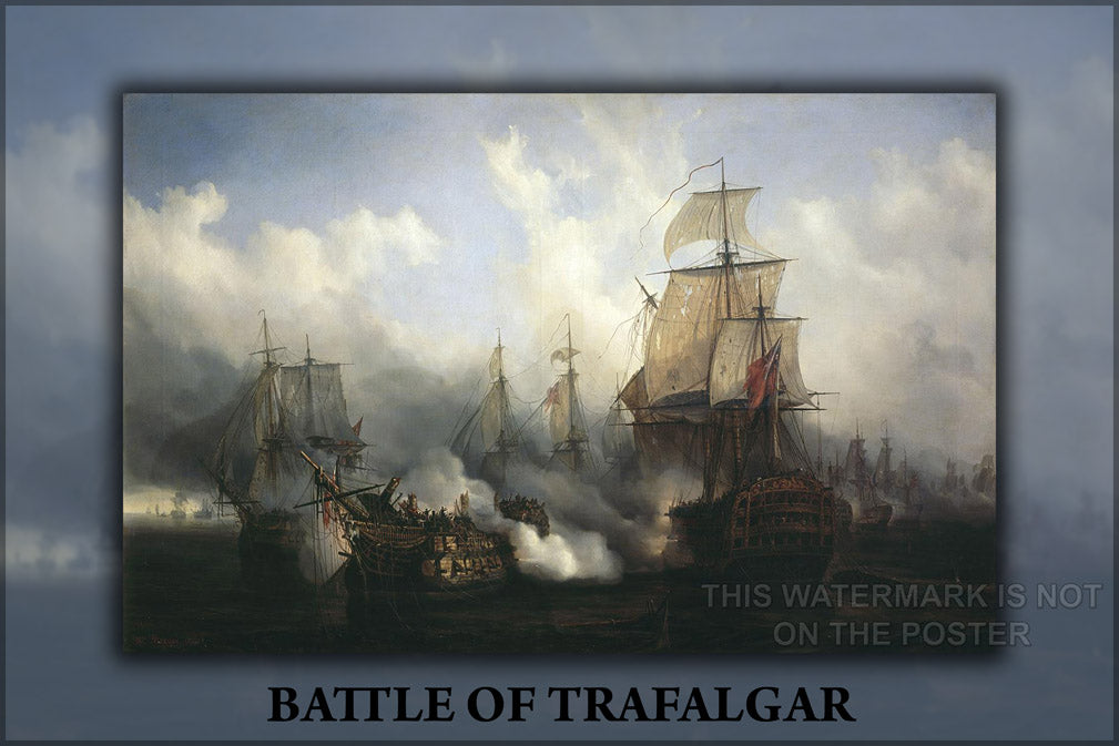 24"x36" Gallery Poster, battle of trafalgar p3 HMS Sandwich, Bucentaure, HMS Victory, HMS Temeraire