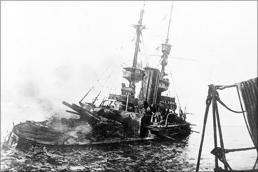 24"x36" Gallery Poster, battleship HMS Irresistible abandoned 18 March 1915