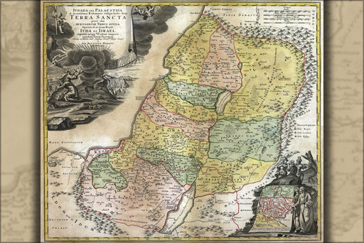 24"x36" Gallery Poster, bible map palestine holy land israel 1748 latin