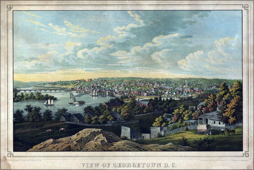 24"x36" Gallery Poster, birdseye View map of Georgetown, washington D.C. 1855