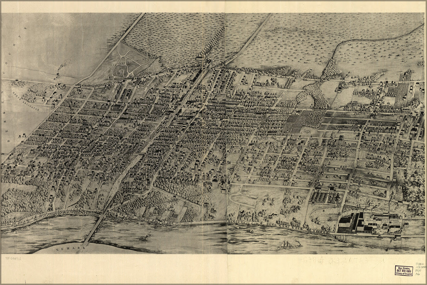 24"x36" Gallery Poster, birdseye view map Arlington, New jersey 1907