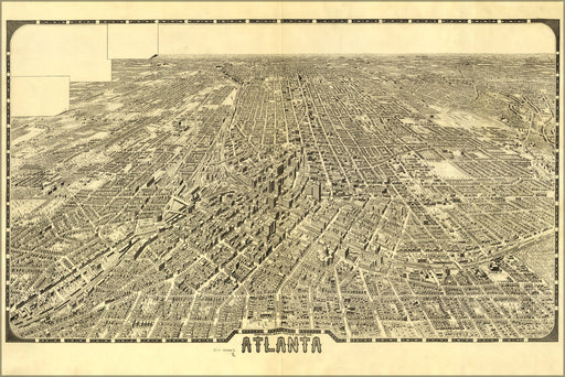 24"x36" Gallery Poster, birdseye view map of atlanta georgia 1919