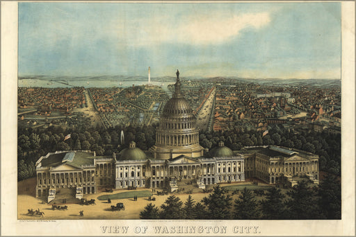 24"x36" Gallery Poster, birdseye view map of washington d.c. 1871