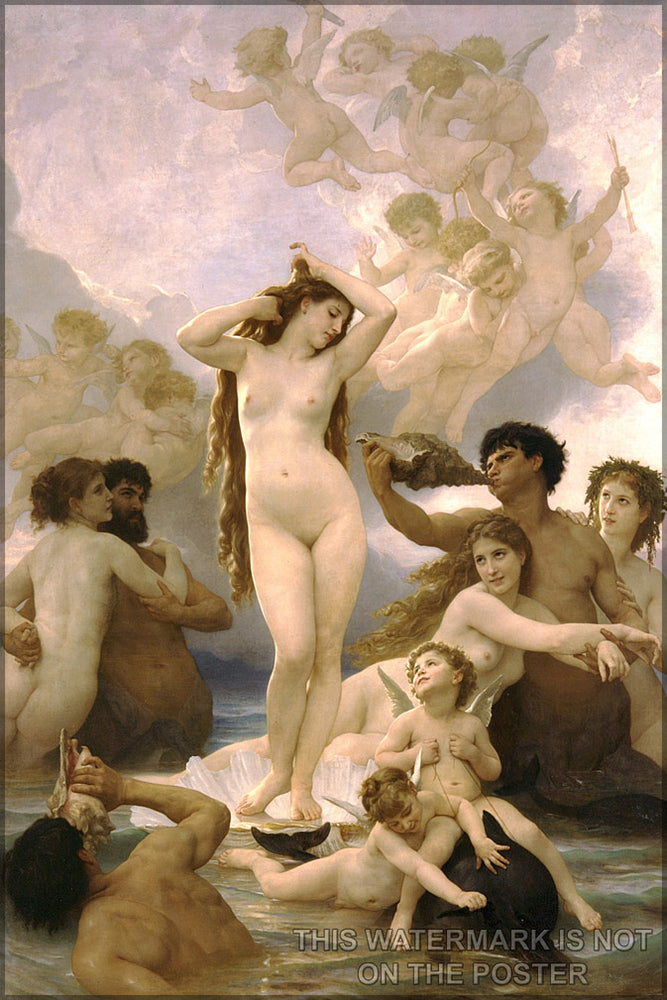 24"x36" Gallery Poster, birth of venus William-Adolphe Bouguereau (1825-1905) - The Birth of Venus (1879
