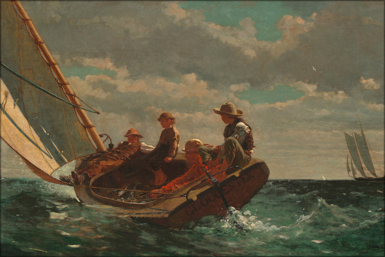 24"x36" Gallery Poster, breezing up a fair wind by winslow homer 1873