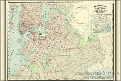24"x36" Gallery Poster, brooklyn map 1897 Brooklyn map