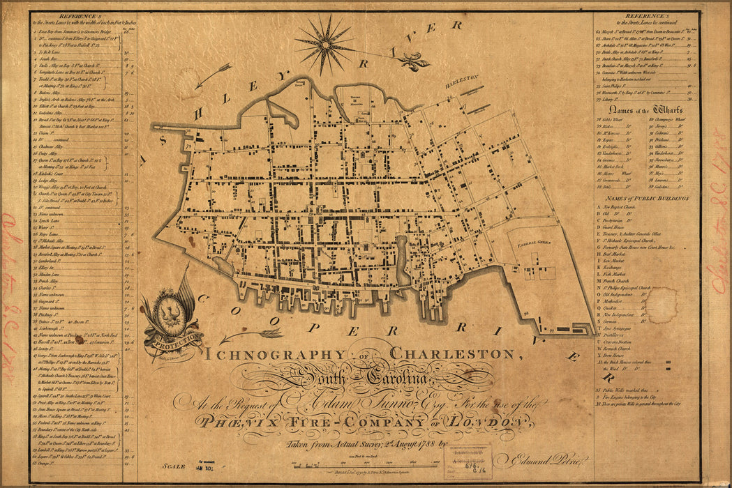 24"x36" Gallery Poster, building map of Charleston South Carolina 1790