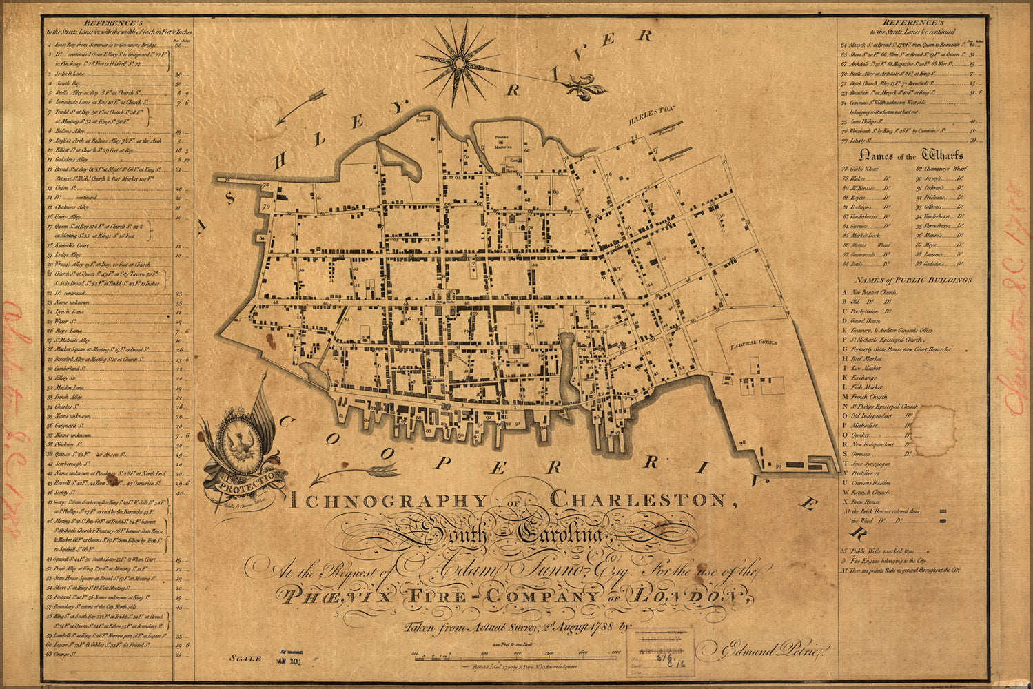 24"x36" Gallery Poster, building map of Charleston South Carolina 1790