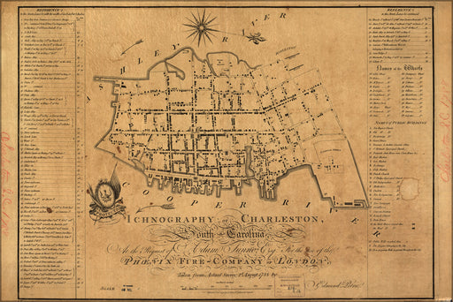 24"x36" Gallery Poster, building map of Charleston South Carolina 1790