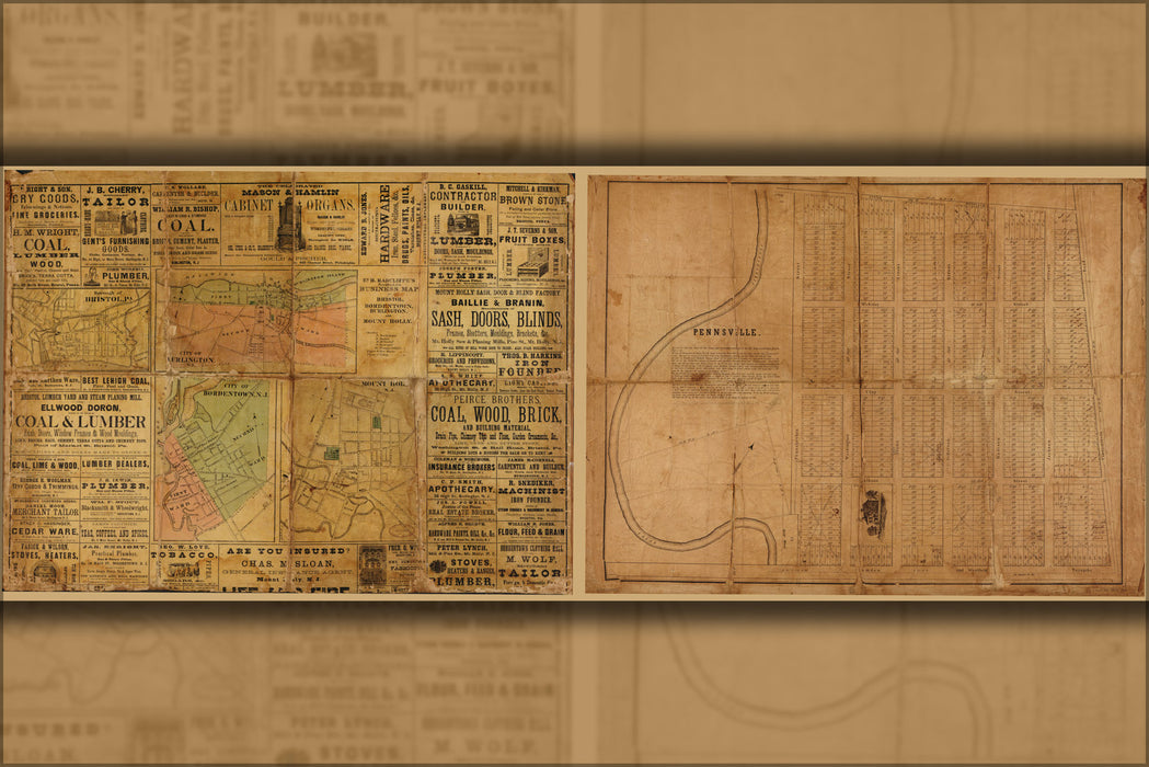 24"x36" Gallery Poster, business map Bristol Bordentown new jersey