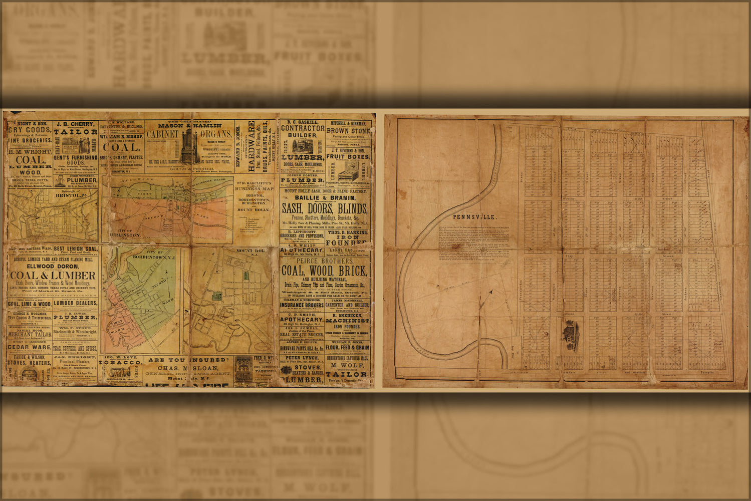 24"x36" Gallery Poster, business map Bristol Bordentown new jersey