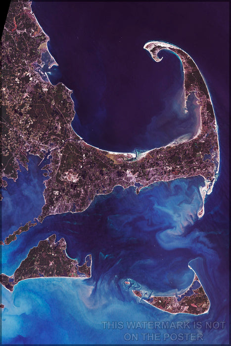 24"x36" Gallery Poster, cape cod mass landsat 7