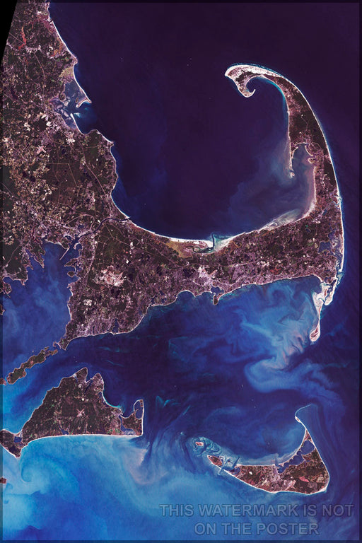 24"x36" Gallery Poster, cape cod mass landsat 7