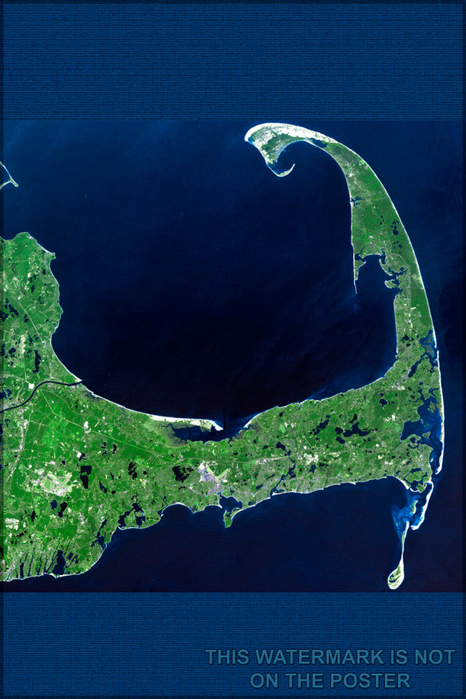 24"x36" Gallery Poster, cape cod mass landsat 7 p2
