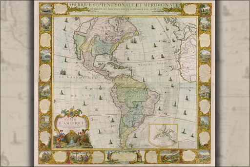 24"x36" Gallery Poster, carte d'Amerique map of america 1781 in french