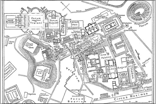 24"x36" Gallery Poster, central Rome during the Roman Empire, with the Colosseum at the upper right corner