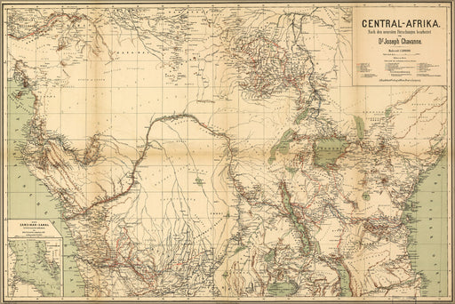 24"x36" Gallery Poster, central africa map 1885 in german