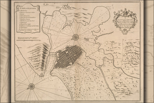 24"x36" Gallery Poster, chart map of Havana harbor Cuba 1758