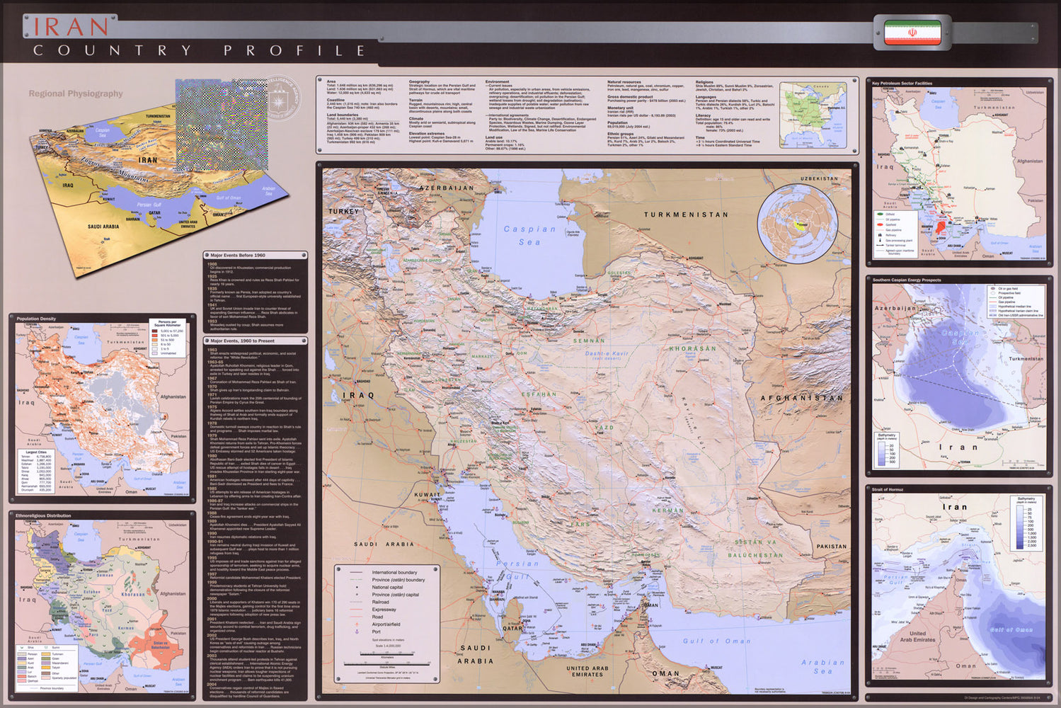 24"x36" Gallery Poster, cia Iran country profile map 2004