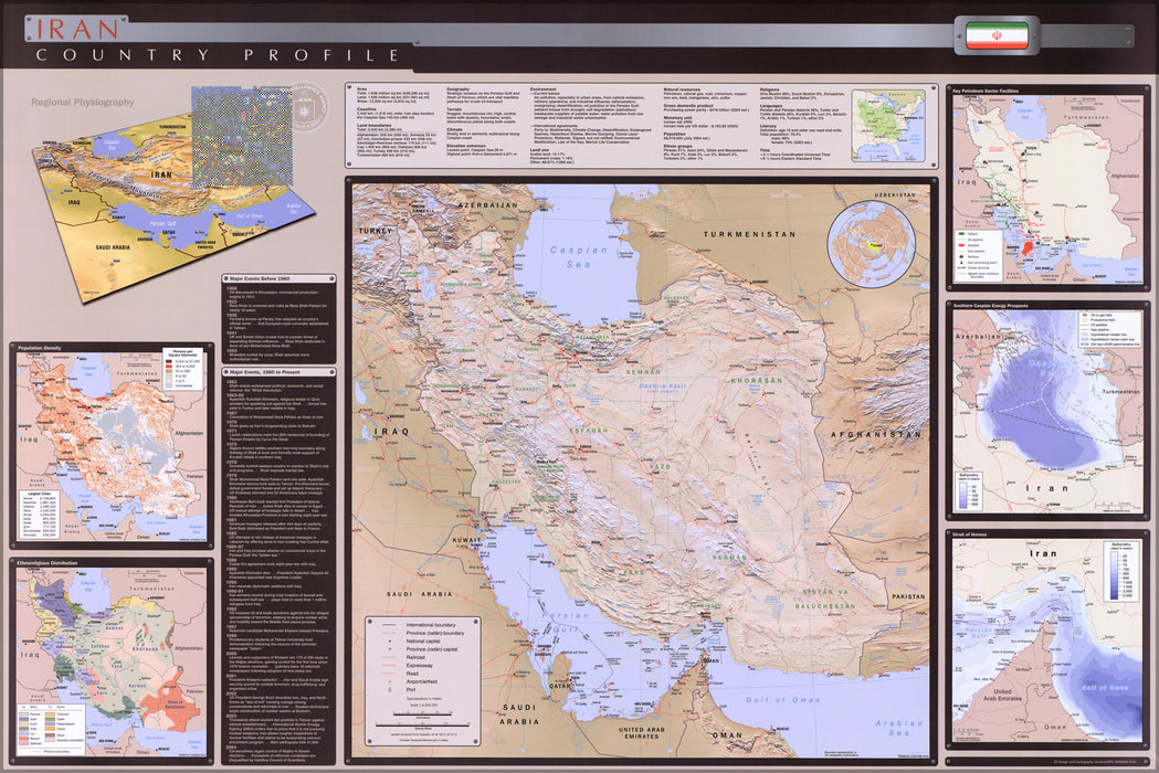 24"x36" Gallery Poster, cia Iran country profile map 2004