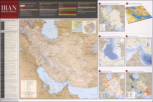 24"x36" Gallery Poster, cia Iran country profile map 2009