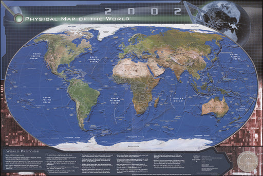 24"x36" Gallery Poster, cia Physical map of the world, 2002