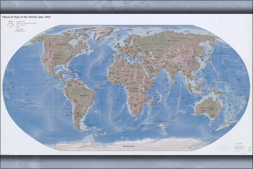 24"x36" Gallery Poster, cia Physical map of the world, 2002 p2