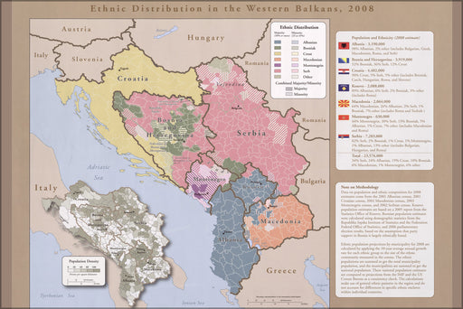 24"x36" Gallery Poster, cia ethnic map of bosnia croatia serbia kosovo albania macedonia montenegro 2008