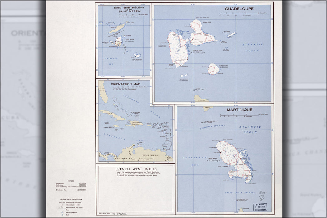 24"x36" Gallery Poster, cia map French West Indies 1960