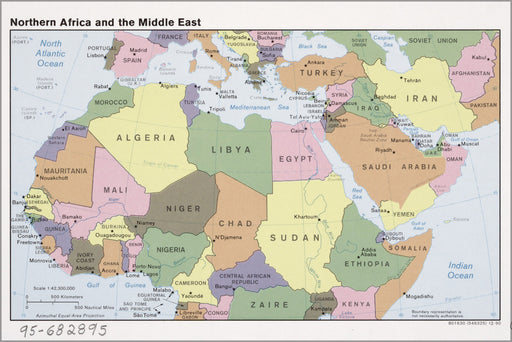 24"x36" Gallery Poster, cia map North Africa and Middle East 1990
