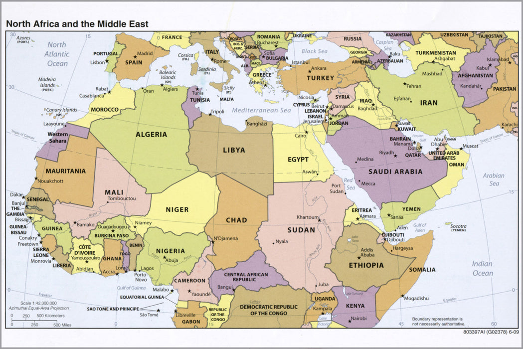 24"x36" Gallery Poster, cia map North Africa and Middle East 2009