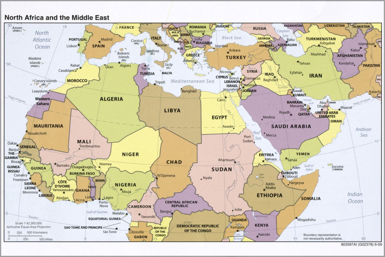 24"x36" Gallery Poster, cia map North Africa and Middle East 2009