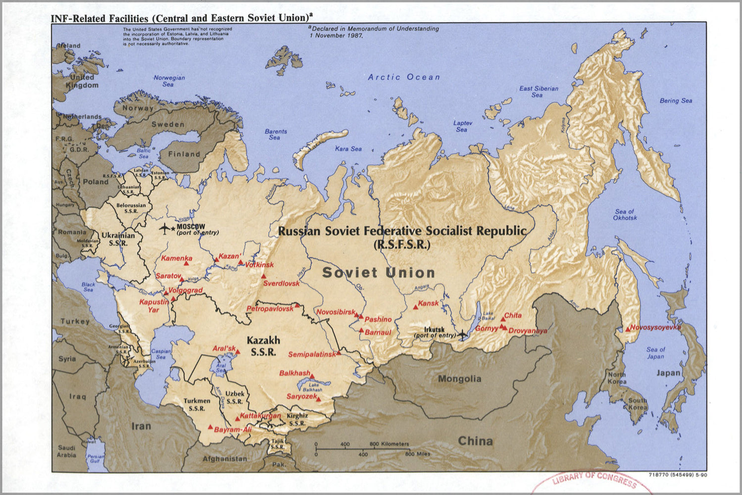 24"x36" Gallery Poster, cia map e soviet union nuclear weapon INF 1990