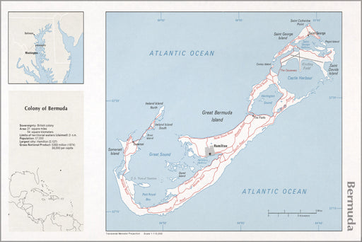 24"x36" Gallery Poster, cia map of Bermuda 1976 p2