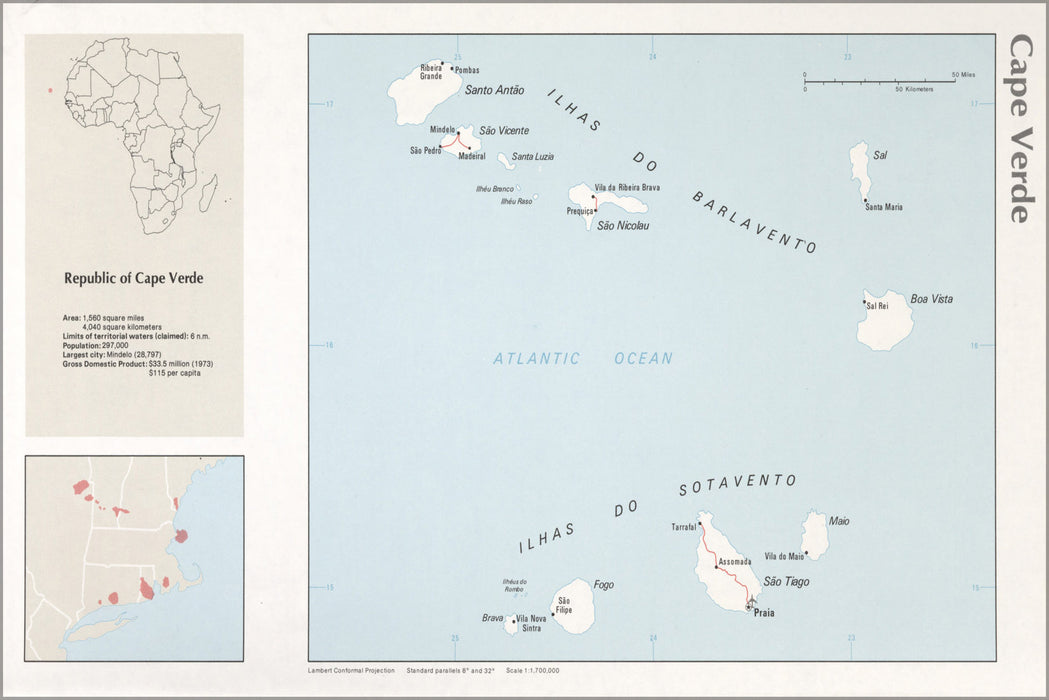 24"x36" Gallery Poster, cia map of Cape Verde 1976