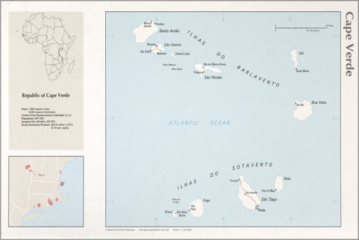 24"x36" Gallery Poster, cia map of Cape Verde 1976