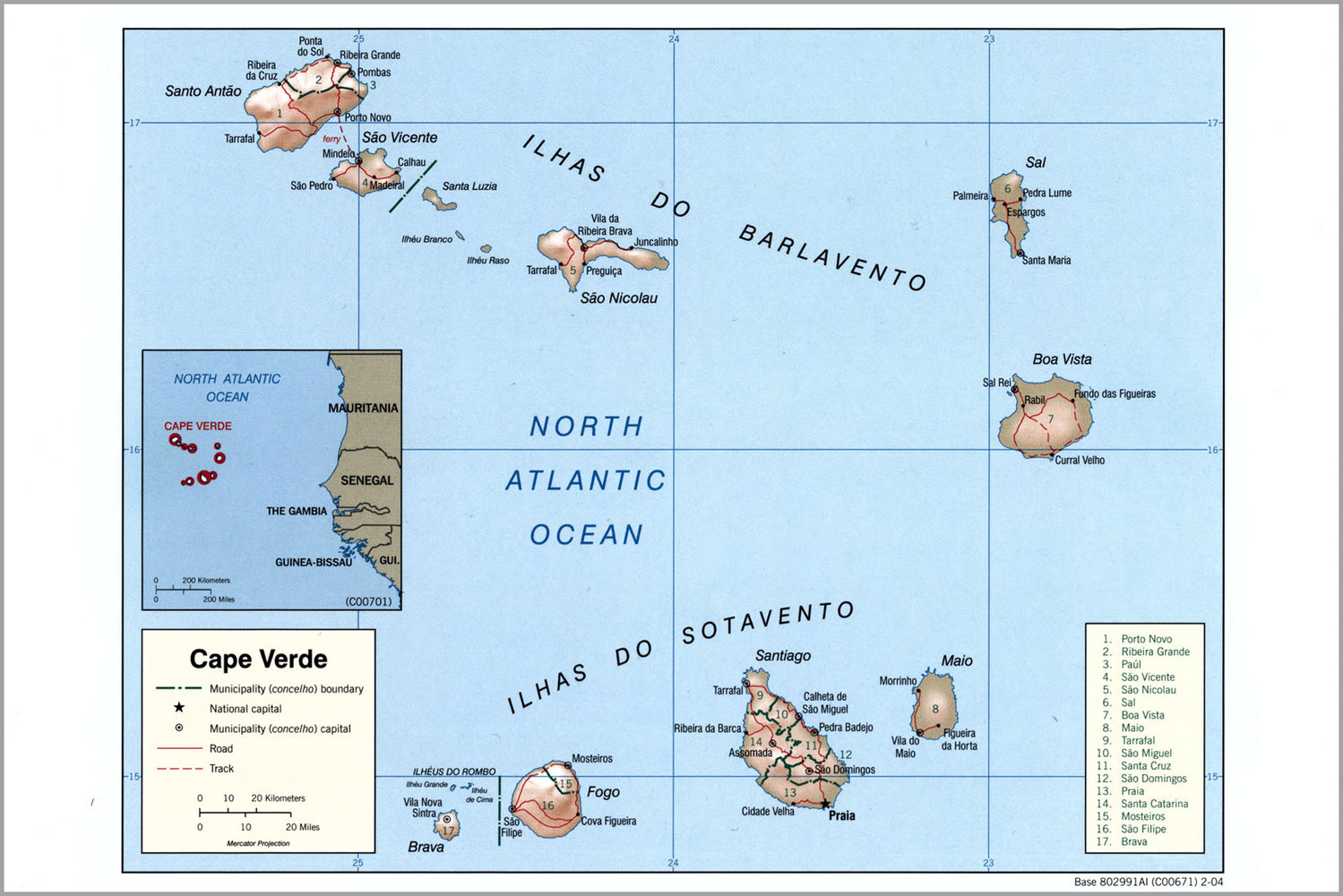 24"x36" Gallery Poster, cia map of Cape Verde 2004