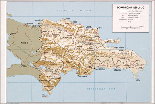 24"x36" Gallery Poster, cia map of Dominican Republic 1970