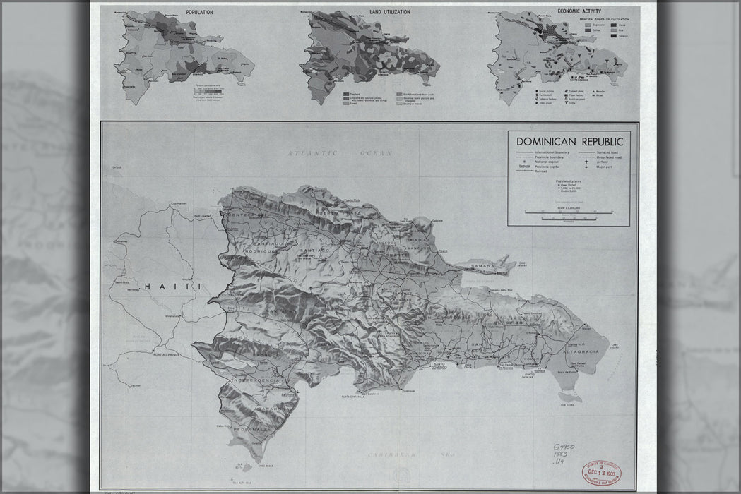 24"x36" Gallery Poster, cia map of Dominican Republic 1983