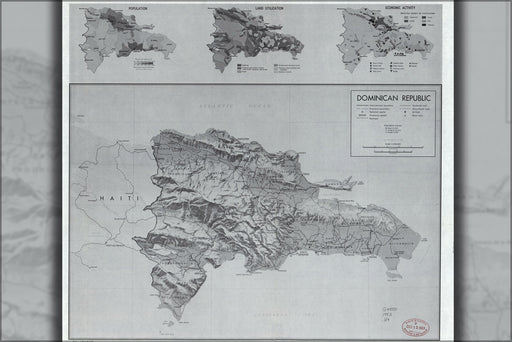 24"x36" Gallery Poster, cia map of Dominican Republic 1983