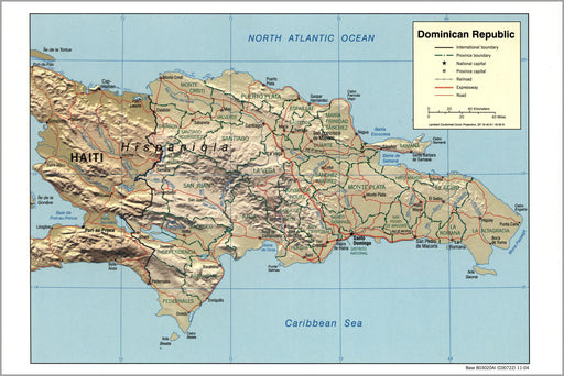 24"x36" Gallery Poster, cia map of Dominican Republic 2004
