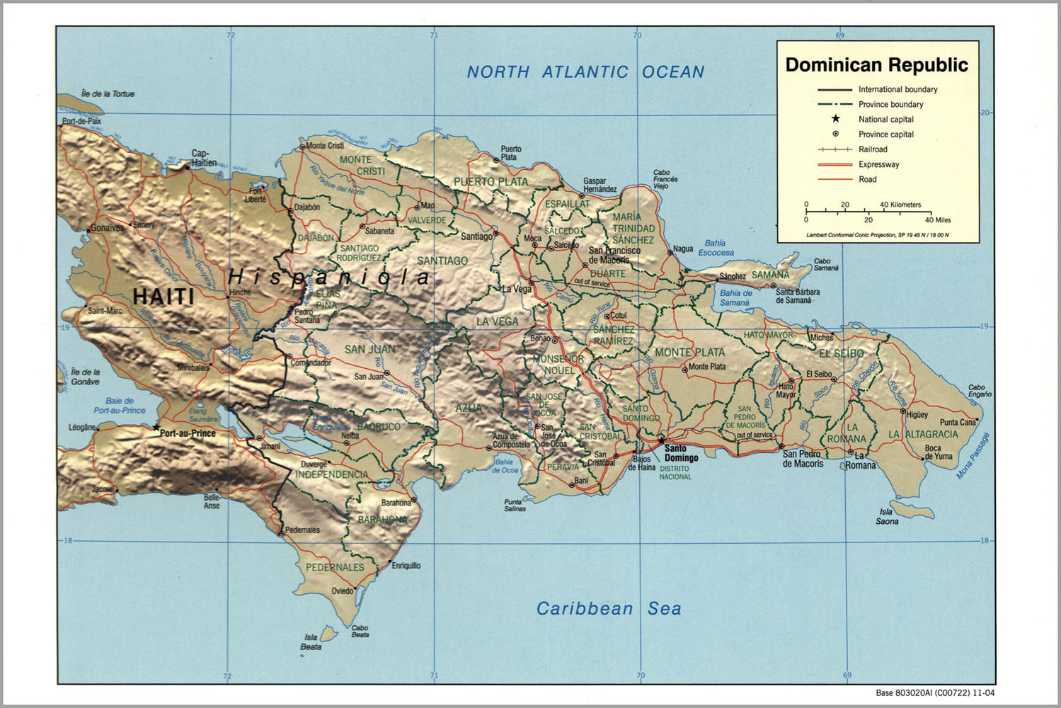 24"x36" Gallery Poster, cia map of Dominican Republic 2004