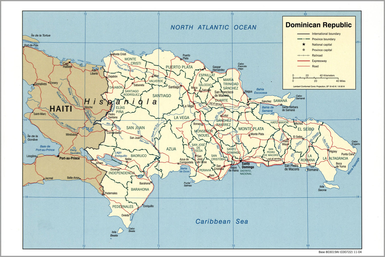 24"x36" Gallery Poster, cia map of Dominican Republic 2004 p2