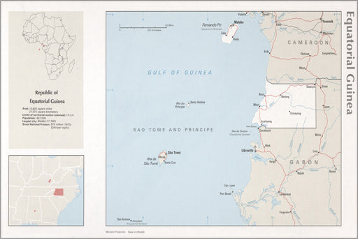 24"x36" Gallery Poster, cia map of Equatorial Guinea 1976
