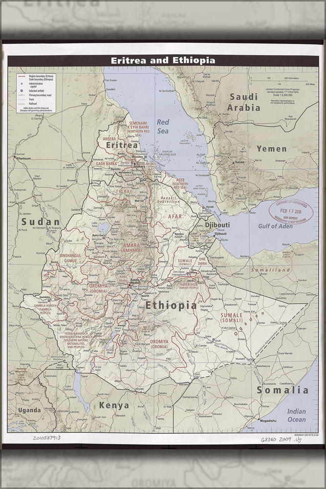 24"x36" Gallery Poster, cia map of Eritrea and Ethiopia 2009